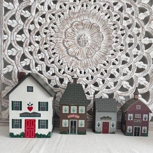 Vintage Country Cottage Wood House Shaped Kitchen Canister Set of 4